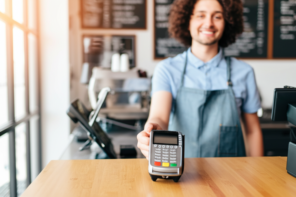 Merchant using credit card terminal for payment