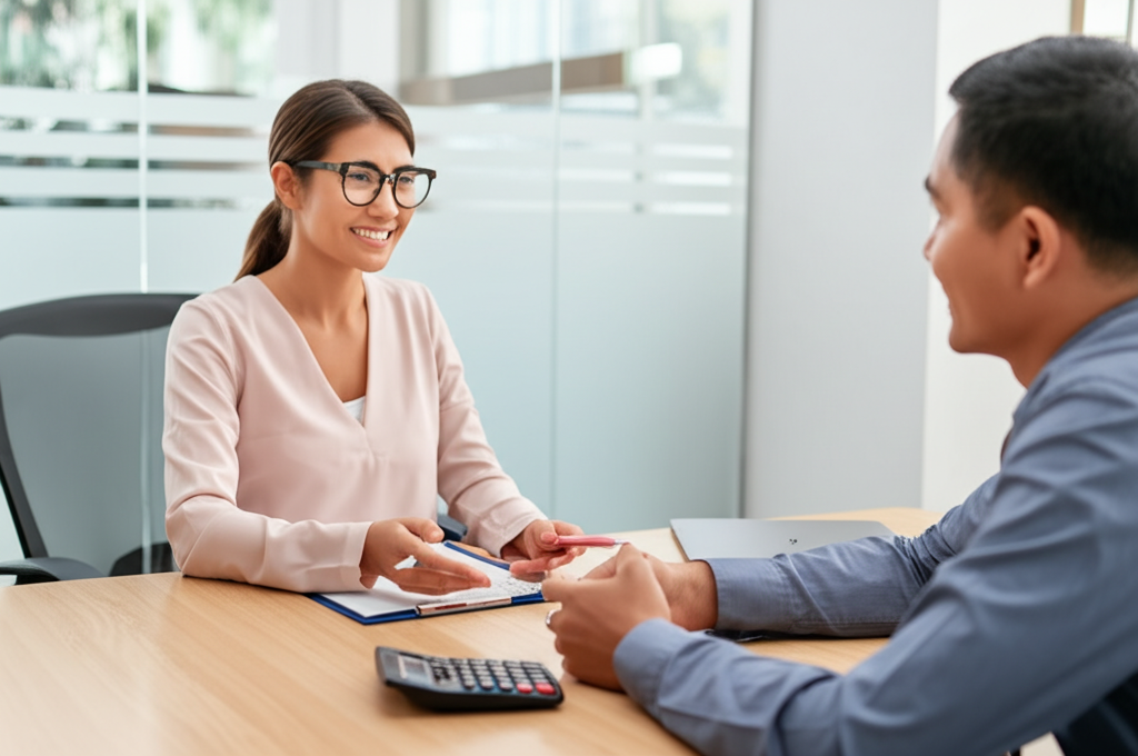 Business owners discussing acquisition financing